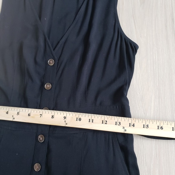 Express Jumpsuit Womens S Black Sleeveless Flare Leg Button Front Belted - Picture 8 of 9